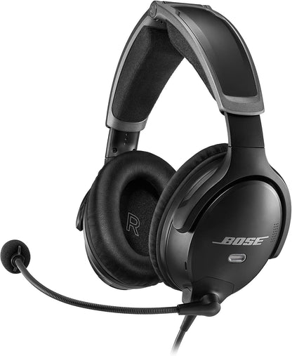 Bose A30 Bluetooth Aviation Headset - Lightweight Comfortable Design, Adjustable ANR and Noise Cancelling Microphone, [U174] – Black