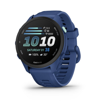 Garmin Forerunner® 170 Music, 43mm, Whitestone/Cloud Blue | GPS Running Smartwatch, Music On Your Wrist, Pace & Distance, Daily Suggested Workouts, Garmin Coach, Adaptive Training Plans