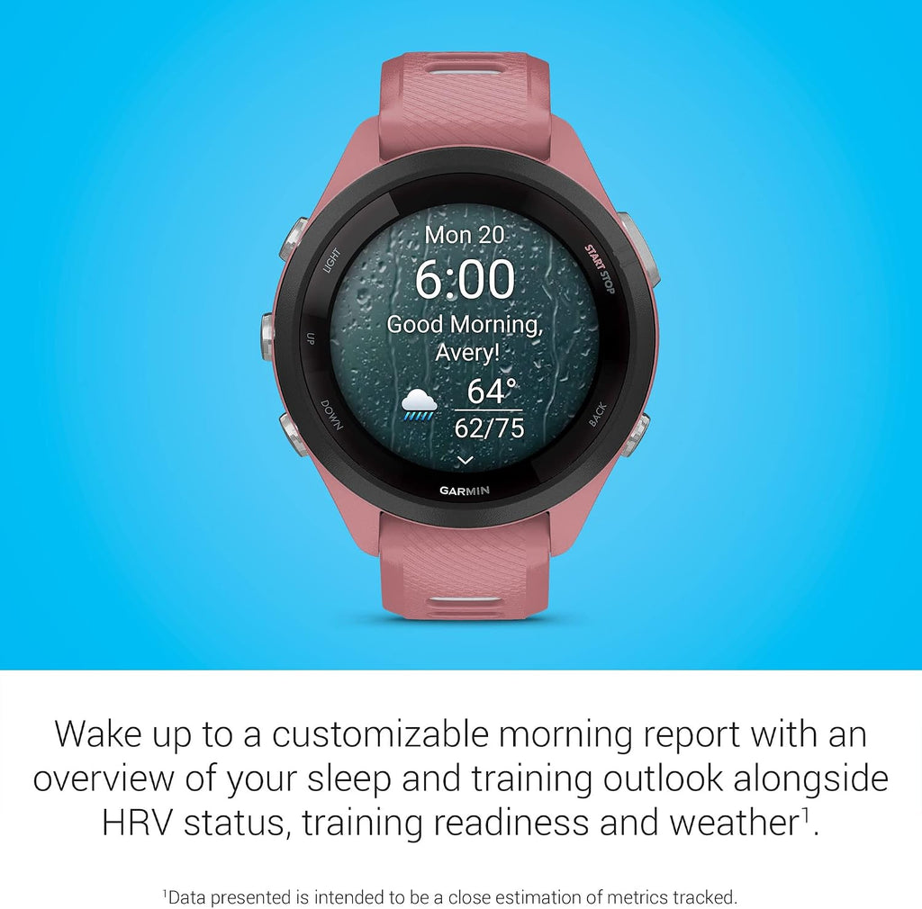 Garmin Forerunner® 265S, Running Smartwatch, 42mm, Light Pink/Powder Gray | Advanced Training Metrics & Recovery Insights, Music On Your Wrist, Garmin Coach, Daily Suggested Workouts