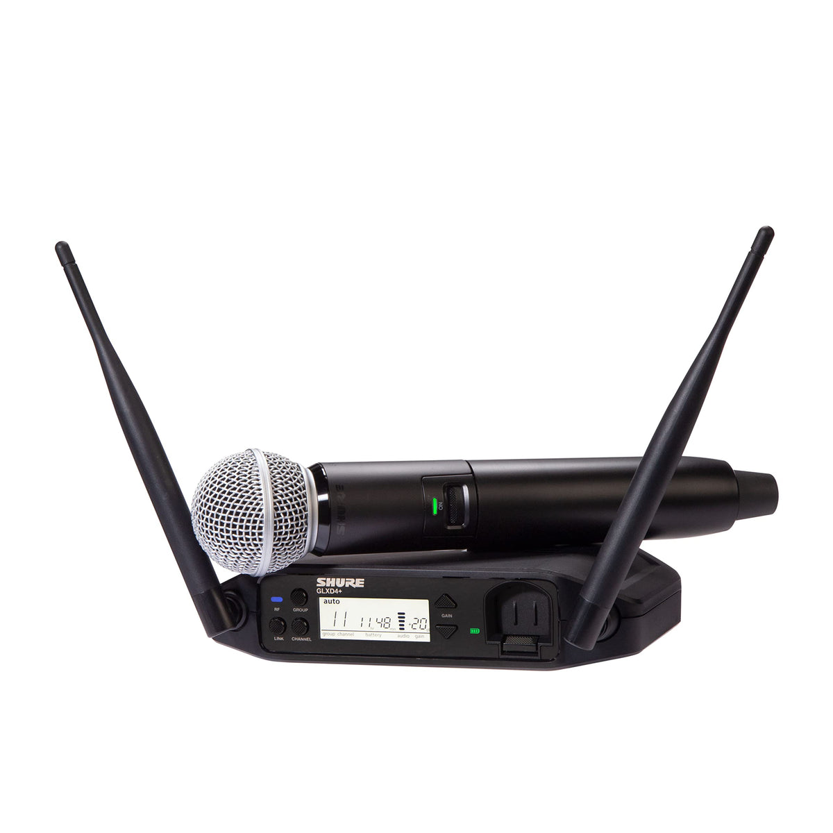 Shure GLXD24R+/B58 Dual Band Pro Digital Wireless Microphone System - 12-Hour Battery Life, 100 ft Range | BETA 58A Handheld Vocal Mic, Single Channel Rack Mount Receiver (GLXD24R+/B58-Z3)