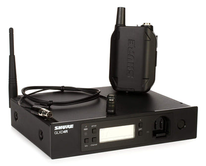 Shure GLXD14+/93 Dual Band Pro Digital Wireless Microphone System for Interviews, Presenting, Theater - 12-Hour Battery Life, 100 ft Range | WL93 Lavalier Mic, Single Channel Receiver (GLXD14+/93-Z3)