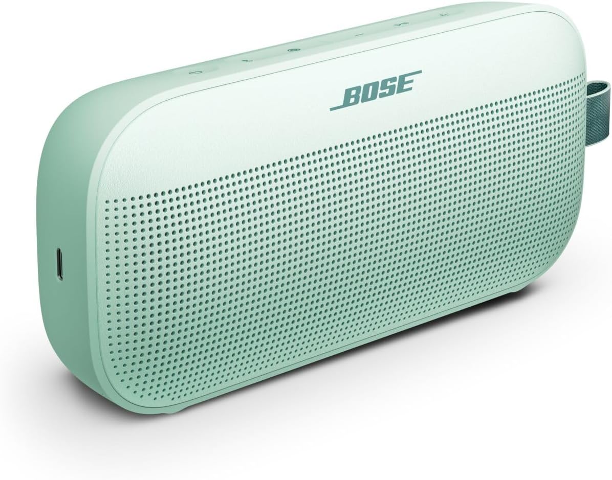 Bose SoundLink Flex Bluetooth Speaker (2nd Gen) - Portable Outdoor Speaker with Hi-Fi Audio, Waterproof and Dustproof, USB-C, Up to 12 Hours Battery Life, Dewdrop Mint - Limited Edition Color