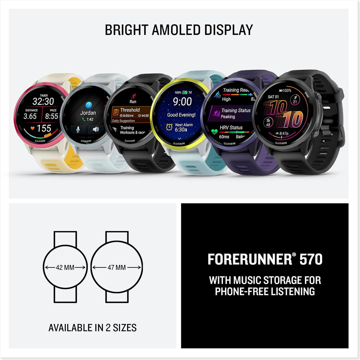 Garmin Forerunner® 570, 47mm, Aluminum, Imperial Purple/Indigo | Advanced GPS Running & Triathlon Smartwatch, AMOLED Display, Training & Recovery Features
