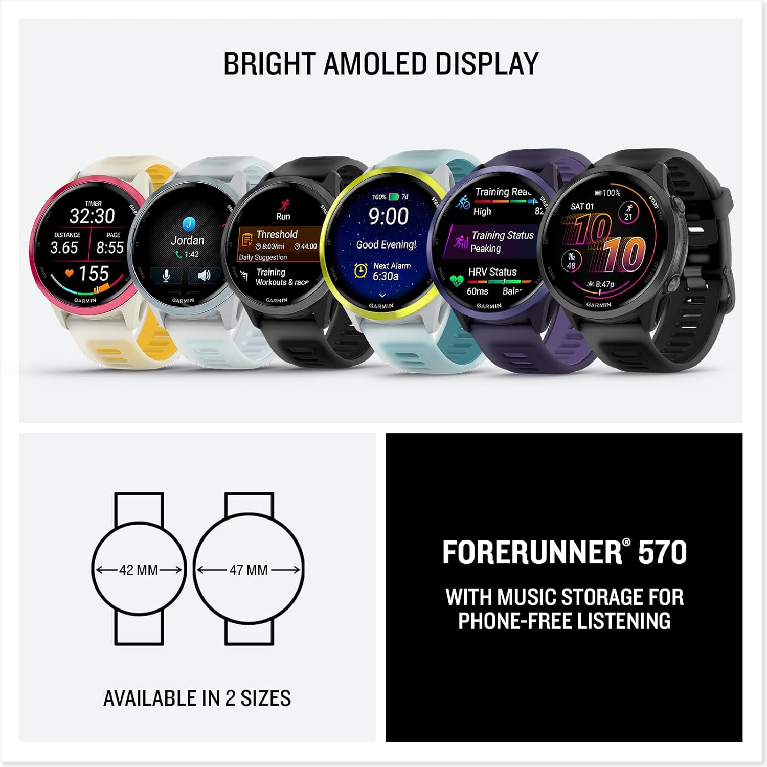 Garmin Forerunner® 570, 47mm, Aluminum, Imperial Purple/Indigo | Advanced GPS Running & Triathlon Smartwatch, AMOLED Display, Training & Recovery Features