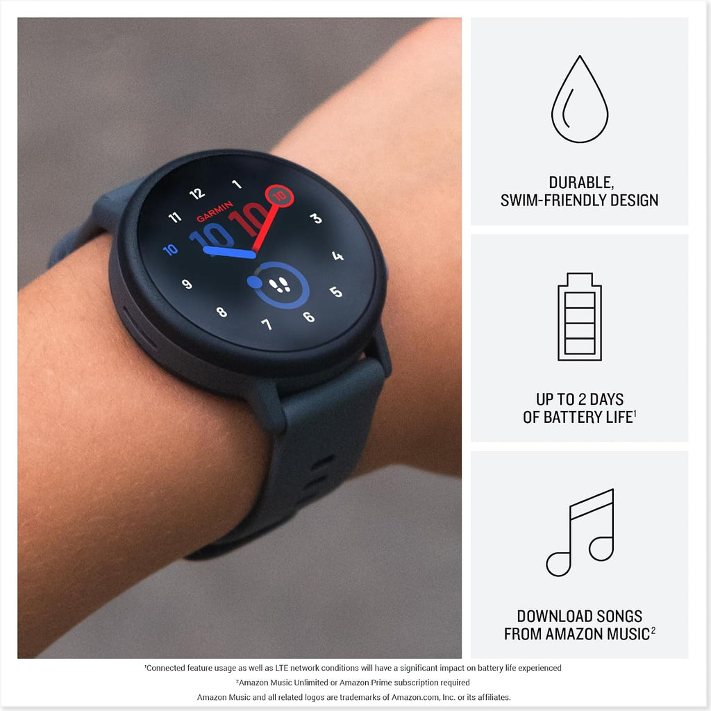 Garmin Bounce™ 2, Kids Smartwatch, Calling & Texting, 43mm, Slate Gray | Two-Way Calling, Voice Messaging, Text Messaging, Real-Time Location Tracking, Active Subsciption Required for LTE Features