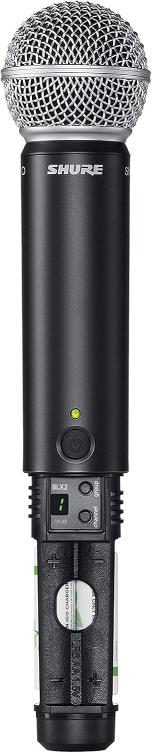 Shure BLX2/SM58 Handheld Wireless Transmitter H11 Band (572–596 MHz) – SM58 Cardioid Dynamic Capsule, Up to 14 Hr Battery, 300 ft Range, Compatible with BLX Receivers