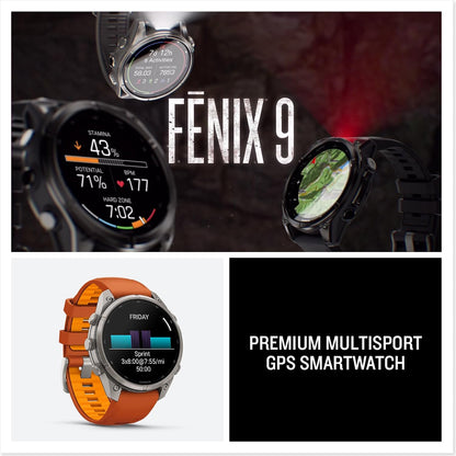 Garmin fēnix® 9 Pro, Titanium, 47mm, Autumn Orange/Spark Orange