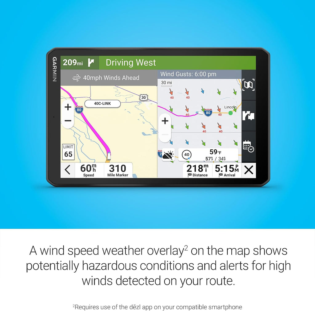 Garmin dēzl™ OTR820, Large 8” GPS Truck Navigator | Crisp High-Resolution Touchscreen Display, Expert Arrival Planning, Custom Truck Routing