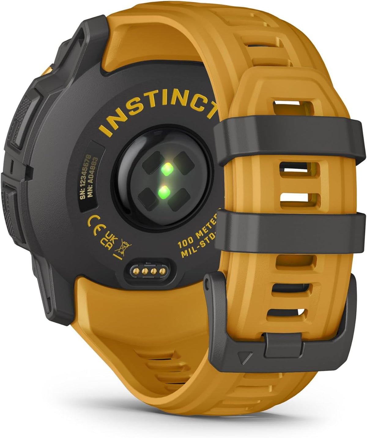 Garmin Instinct® 3 – 50 mm, Solar, Rugged Outdoor GPS Smartwatch, Built-in Flashlight, Alpine Rush Collection Limited Edition Color, Sunburst with Sunburst/Gray Band
