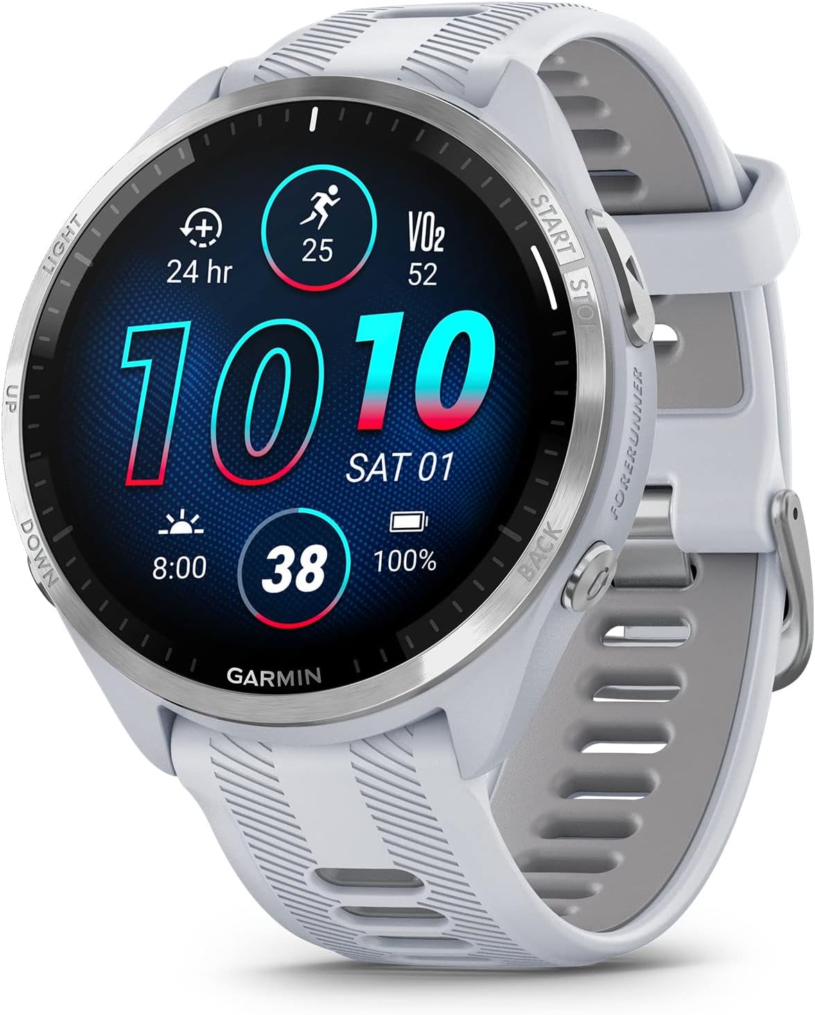 Garmin Forerunner® 965, Running Smartwatch, 47mm, Whitestone/Powder Gray | Maps, Advanced Training Metrics & Recovery Insights, Maps, Music On Your Wrist, Garmin Coach, Daily Suggested Workouts