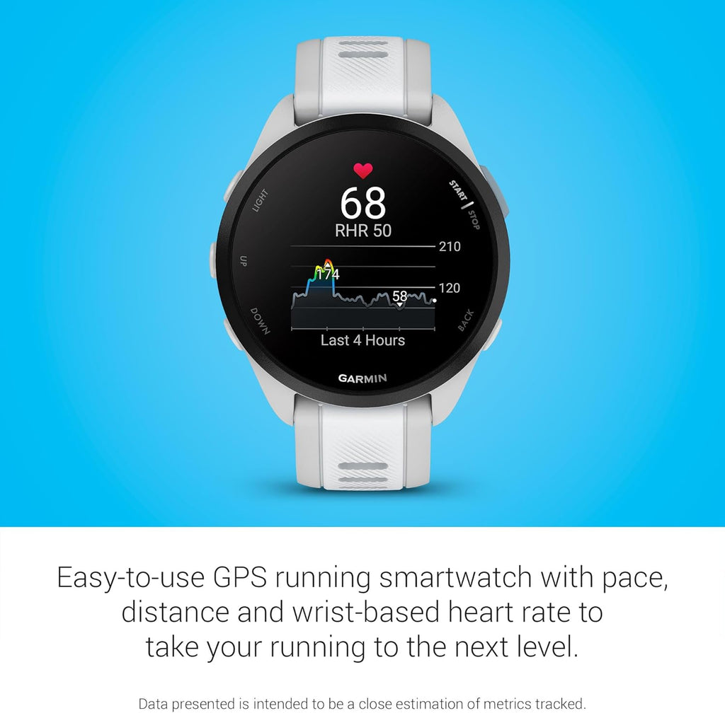 Garmin Forerunner® 165 Music, Running Smartwatch, 43mm, Whitestone | Music On Your Wrist, Essential Training & Recovery Features, Built-In GPS for Distance, Pace & Speed, Garmin Coach