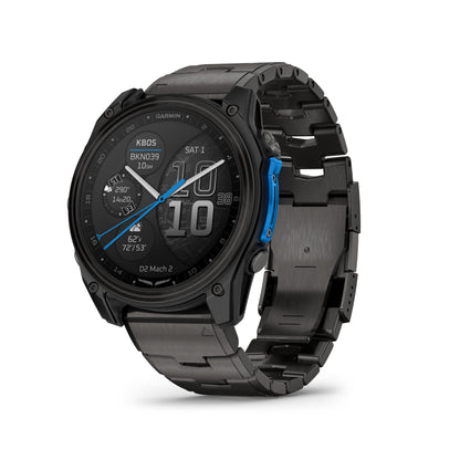 Garmin D2™ Mach 2 – 51 mm, Premium Aviator Smartwatch with GPS, Advanced Flight Maps, LED Flashlight, Built-in Microphone/Speaker for Calls and Texts, Carbon Gray DLC Titanium with Titanium Bracelet