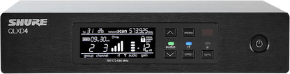 Shure QLXD4 Single Channel Receiver - for use with QLX-D Digital Wireless Systems, Transmitter Sold Separately | V50 Band (QLXD4=-V50)