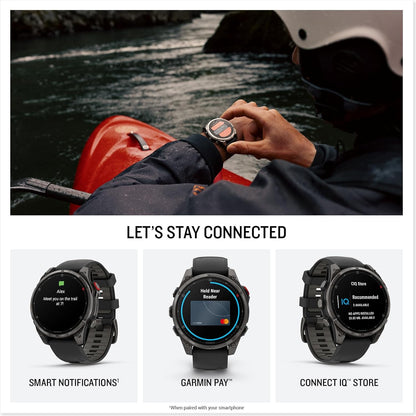 Garmin fēnix® 8 Pro, 47mm, Sapphire, DLC Titanium, Black/Pebble Gray | Premium Multisport Smartwatch, inReach® Technology, AMOLED Display, Built-In Flashlight, Dive-Rated, Built-In Speakers & Mic