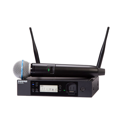 Shure GLXD24R+/B87A Dual Band Pro Digital Wireless Microphone System - 12-Hour Battery Life, 100 ft Range | BETA 587 Handheld Vocal Mic, Single Channel Rack Mount Receiver (GLXD24R+/B87A-Z3)