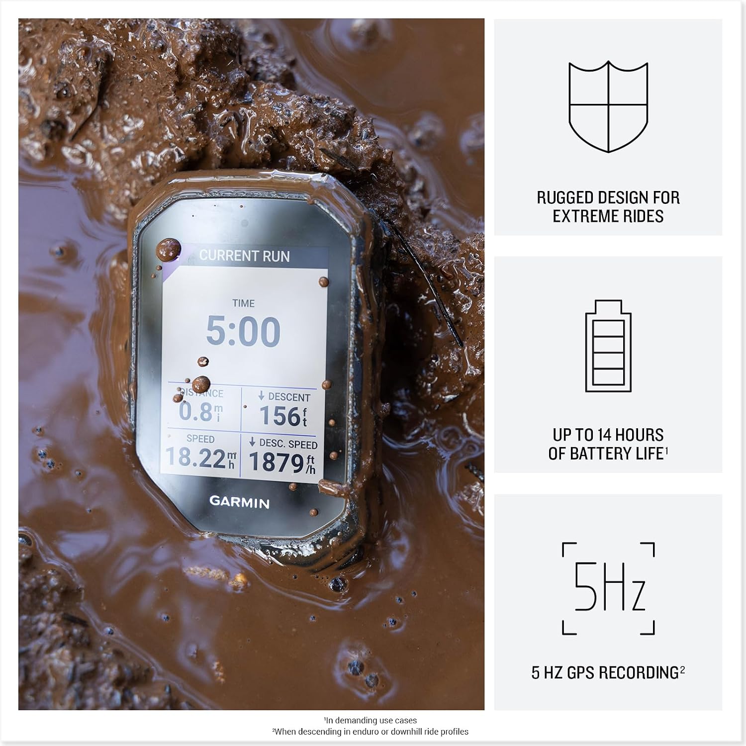 Garmin Edge® MTB, Rugged GPS Bike Computer, Mountain Biking Metrics | Enduro & Downhill Ride Profiles, Automatically Track Split Times While Riding, Full-Color Preloaded Trail Maps