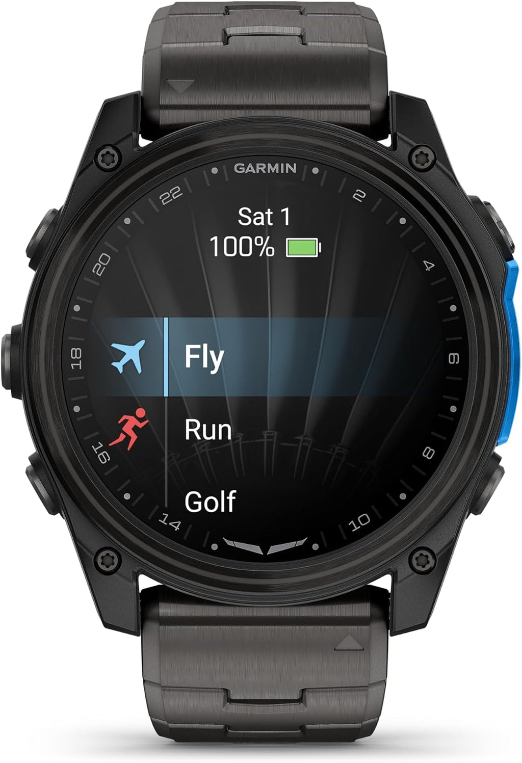 Garmin D2™ Mach 2 – 51 mm, Premium Aviator Smartwatch with GPS, Advanced Flight Maps, LED Flashlight, Built-in Microphone/Speaker for Calls and Texts, Carbon Gray DLC Titanium with Titanium Bracelet