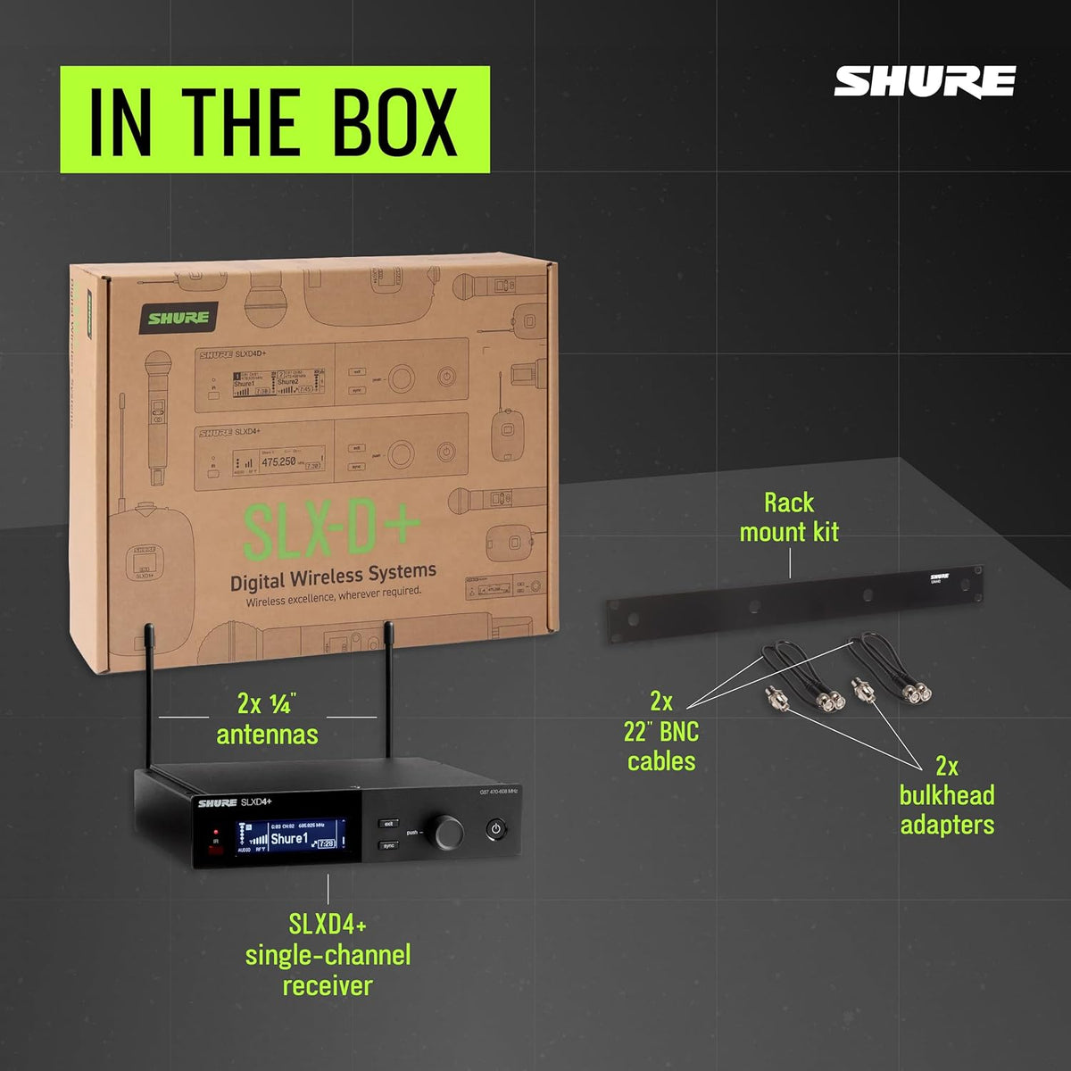 Shure SLXD4+ Single-Channel Digital Wireless Receiver