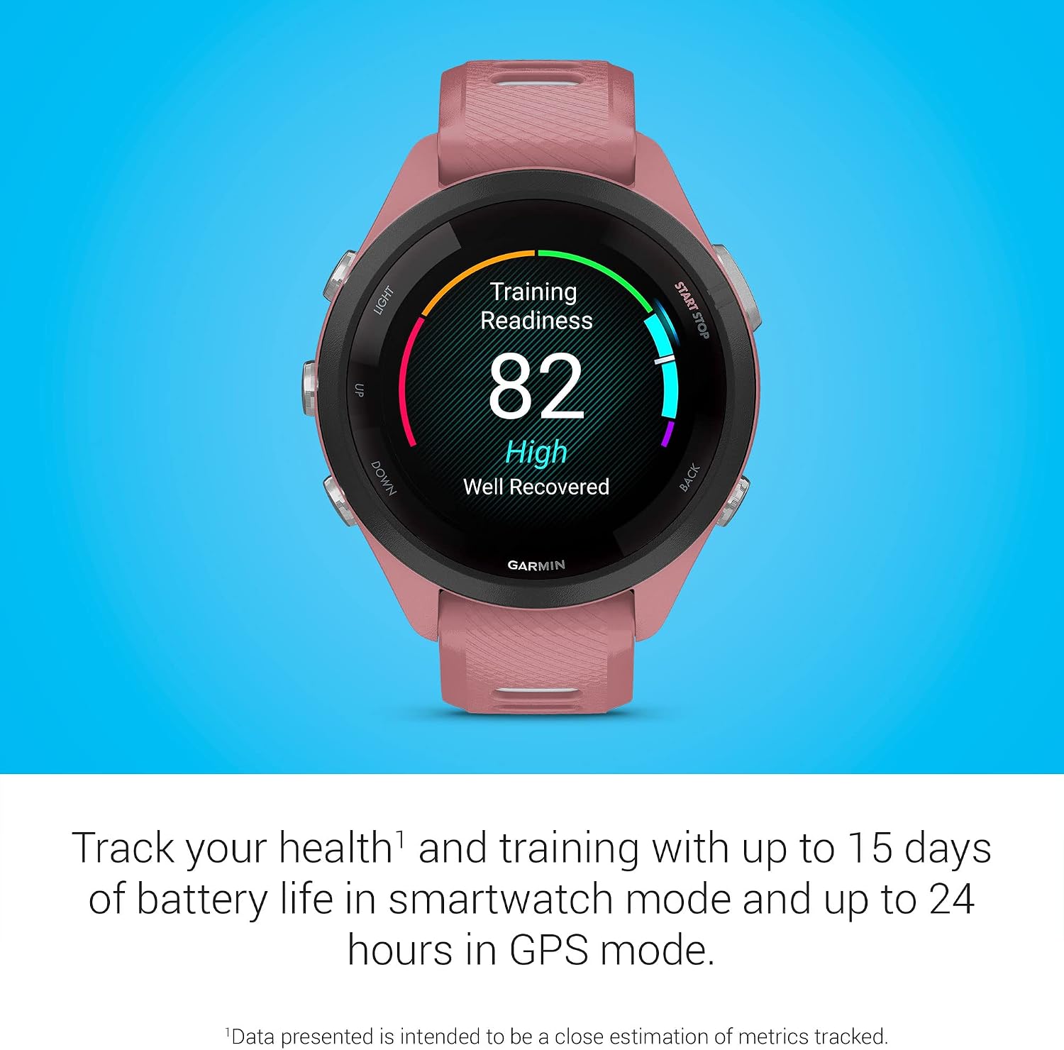 Garmin Forerunner® 265S, Running Smartwatch, 42mm, Light Pink/Powder Gray | Advanced Training Metrics & Recovery Insights, Music On Your Wrist, Garmin Coach, Daily Suggested Workouts