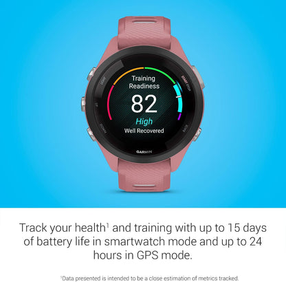 Garmin Forerunner® 265S, Running Smartwatch, 42mm, Light Pink/Powder Gray | Advanced Training Metrics & Recovery Insights, Music On Your Wrist, Garmin Coach, Daily Suggested Workouts