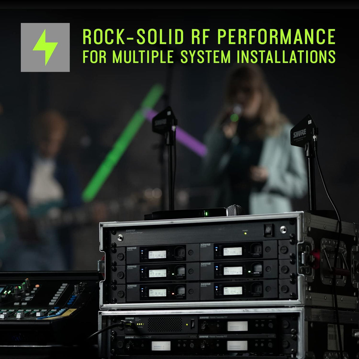 Shure GLXD4R+ Pro Digital Single Channel Rack Mount Receiver - for use with GLX-D+ Dual Band Wireless Systems, Transmitter Sold Separately (GLXD4R+=-Z3)