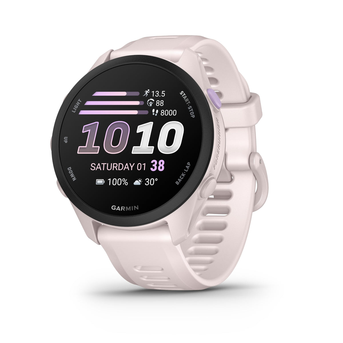 Garmin Forerunner® 170 Music, 43mm, Whitestone/Cloud Blue | GPS Running Smartwatch, Music On Your Wrist, Pace & Distance, Daily Suggested Workouts, Garmin Coach, Adaptive Training Plans