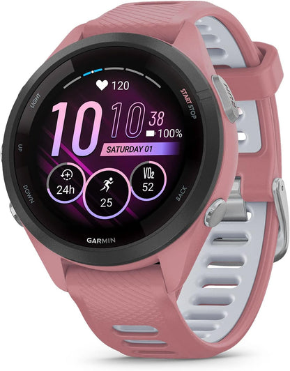 Garmin Forerunner® 265S, Running Smartwatch, 42mm, Light Pink/Powder Gray | Advanced Training Metrics & Recovery Insights, Music On Your Wrist, Garmin Coach, Daily Suggested Workouts