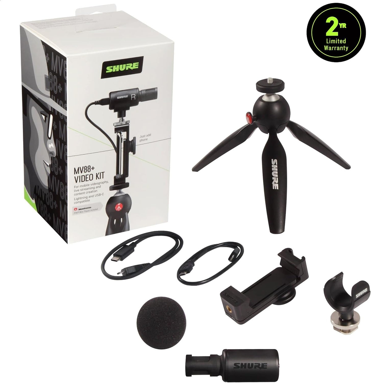 Shure MV88+ USB-C Video Kit Stereo Condenser Microphone