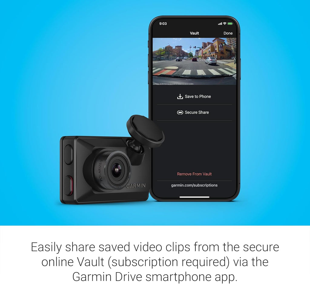 Garmin Dash Cam™ X310, Compact 4k Ultra HD Dash Cam | Records 4k Ultra HD Video with a 140-Degree Field of View, Compact Size & 2.4" Touchscreen Display, Voice Control