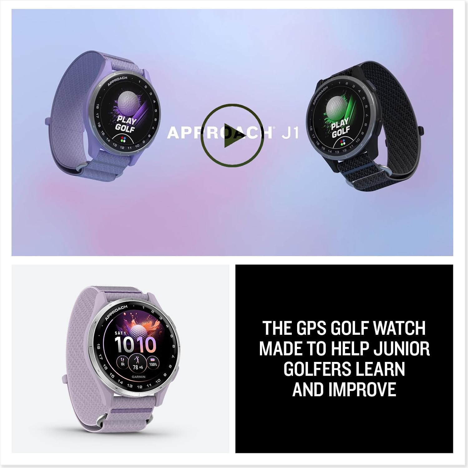 Garmin Approach® J1, Junior Golf Watch with GPS, 43mm, Lilac | Lightweight GPS Golf Watch Built for Junior Golfers, Simplified Interface, Tee-Off Guidance, Pace-of-Play Timer