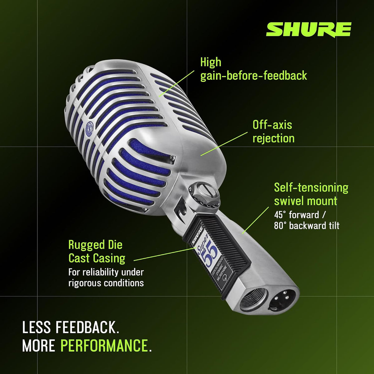 Shure Super 55 Deluxe Supercardioid Dynamic Vocal Microphone