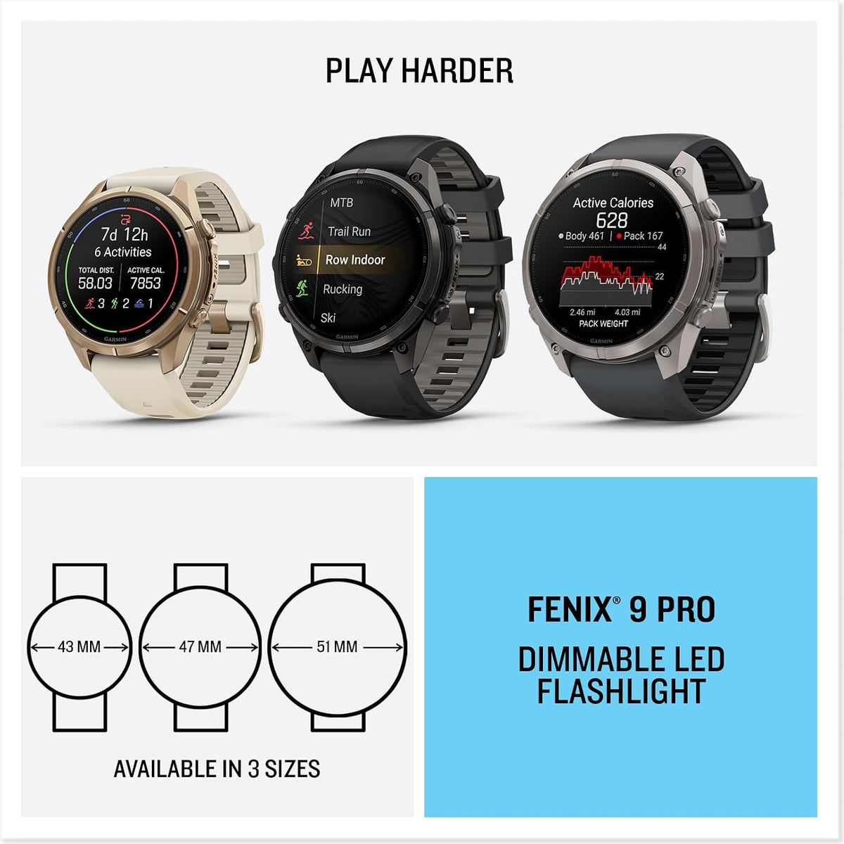 Garmin fēnix® 9 Pro, inReach®, Titanium, 51mm, Graphite/Black