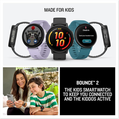 Garmin Bounce™ 2, Kids Smartwatch, Calling & Texting, 43mm, Turquoise | Two-Way Calling, Voice Messaging, Text Messaging, Real-Time Location Tracking, Active Subsciption Required for LTE Features