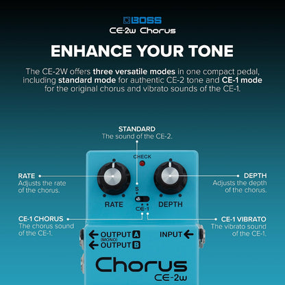 BOSS CE-2W Chorus Premium Waza Craft Guitar Effect Pedal with Analog Circuitry
