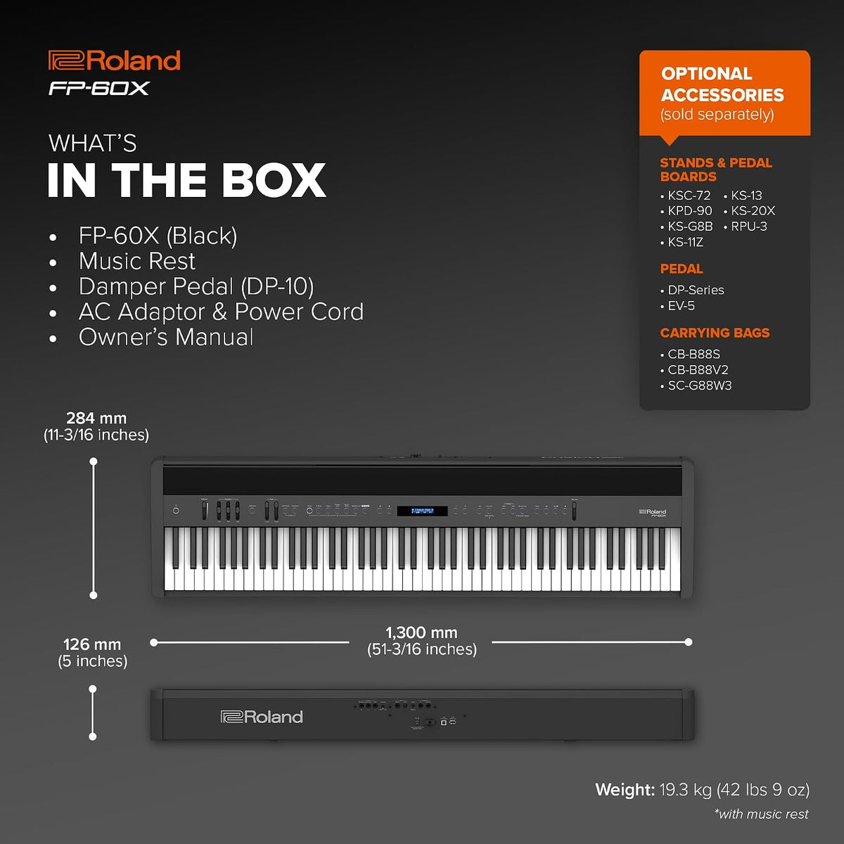 Roland FP-60X | Pro Performance 88-Note Digital Piano | Built-In Powerful Amplifier & Custom Stereo Speakers | Onboard Sound Customization | Curated Tones & FX | Bluetooth & MIDI Connectivity | Black