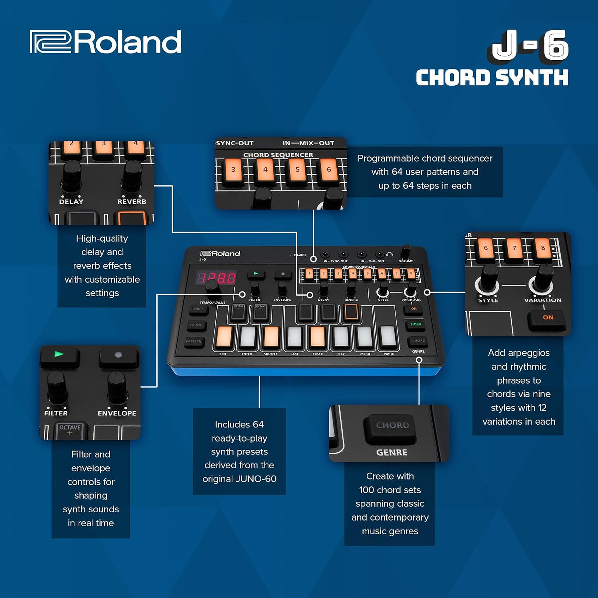 Roland AIRA Compact J-6 CHORD SYNTH Portable Song Creation Machine