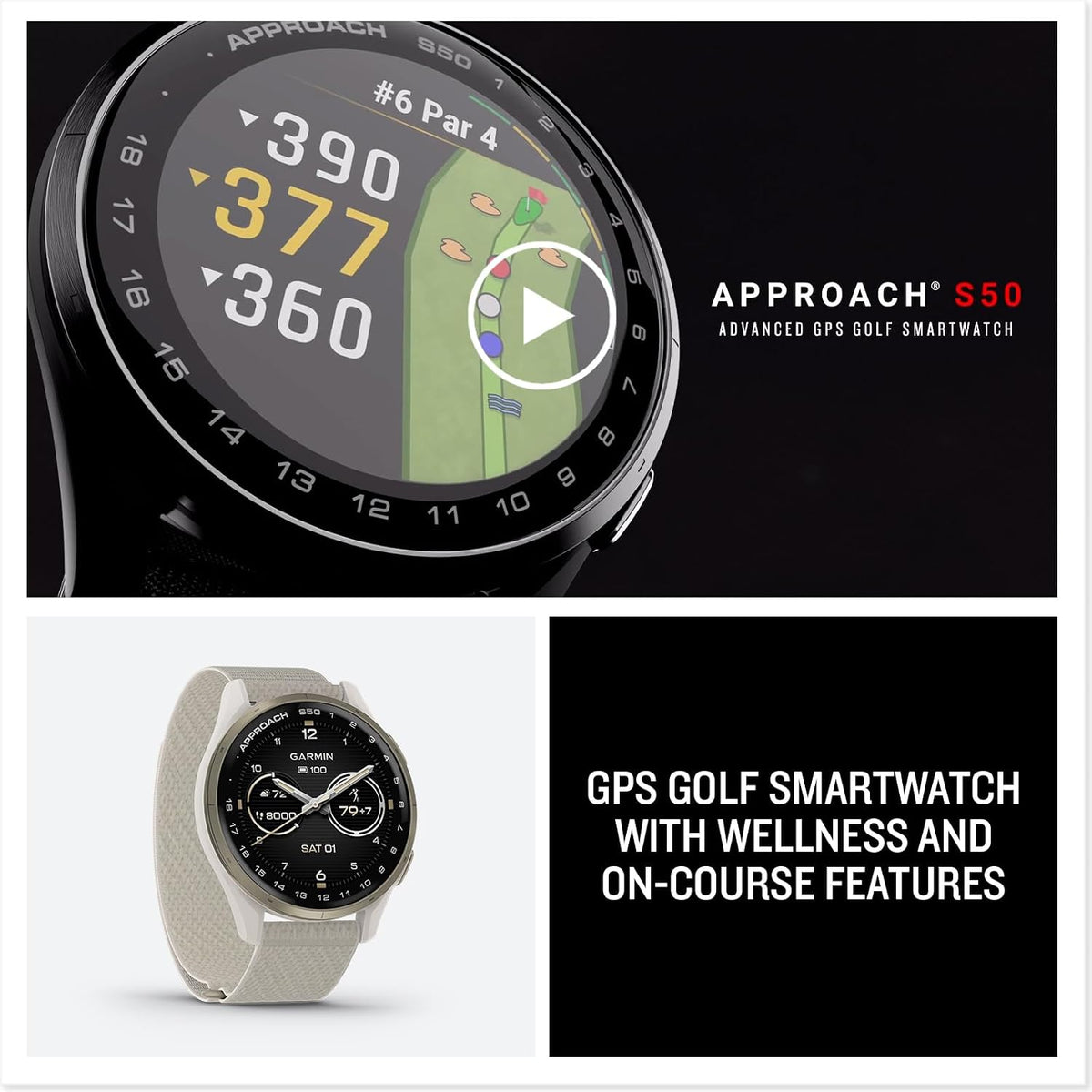 Garmin Approach® S50, Golf GPS Smartwatch, 43mm, Black