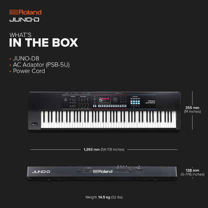 Roland JUNO-D8 Synthesizer, 88-Note Weighted Keyboard with Hammer Action