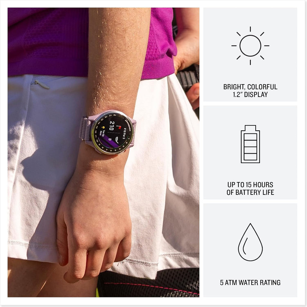 Garmin Approach® J1, Junior Golf Watch with GPS, 43mm, Lilac | Lightweight GPS Golf Watch Built for Junior Golfers, Simplified Interface, Tee-Off Guidance, Pace-of-Play Timer