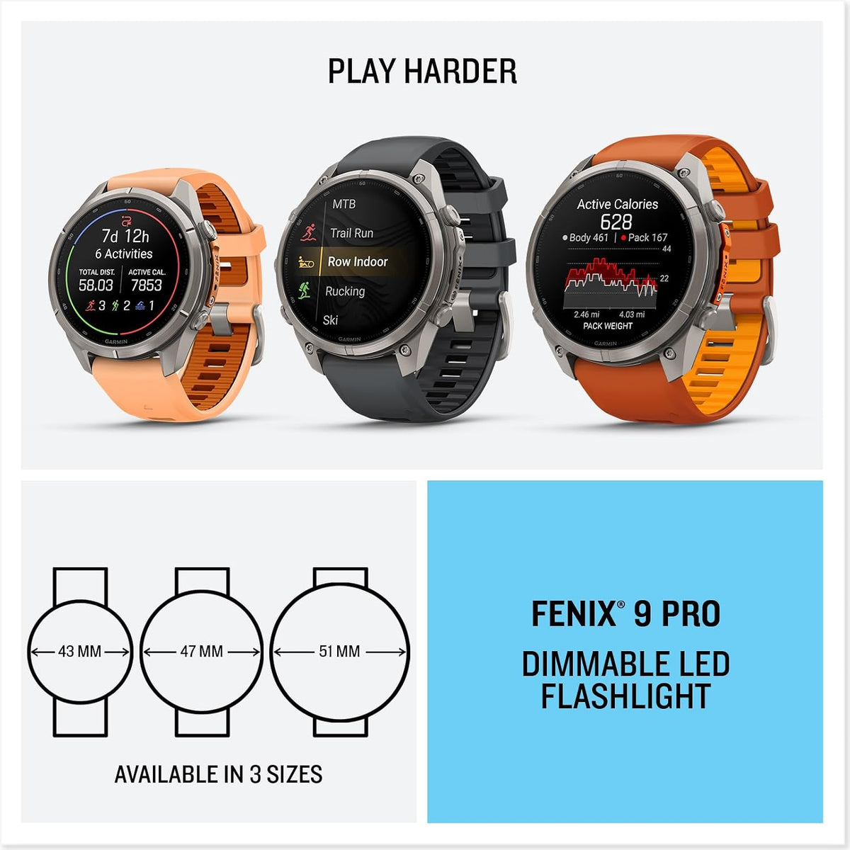 Garmin fēnix® 9 Pro, inReach®, Titanium, 47mm, Graphite/Black