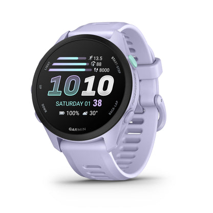 Garmin Forerunner® 170 Music, 43mm, Whitestone/Cloud Blue | GPS Running Smartwatch, Music On Your Wrist, Pace & Distance, Daily Suggested Workouts, Garmin Coach, Adaptive Training Plans