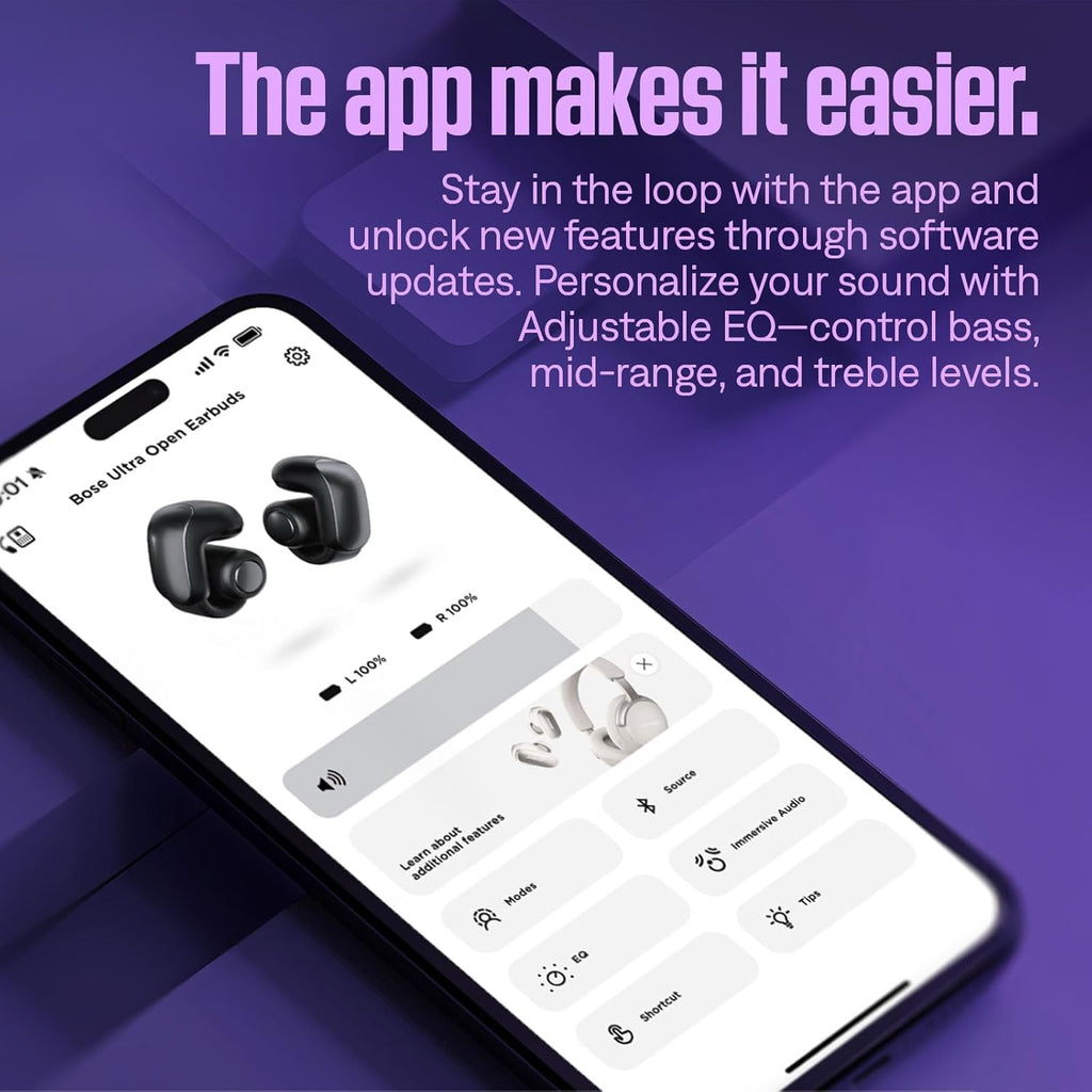 Bose Ultra Open Earbuds - Bluetooth Open Ear Earbuds with OpenAudio for Awareness, Clip-On Design for Comfort, Water Resistant, Up to 48 Hrs of Playtime, White Smoke
