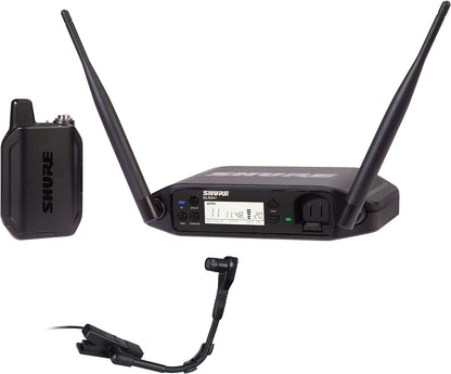 Shure GLXD14+/B98 Dual Band Digital Wireless Microphone System for Brass, Woodwinds, Percussion - 12-Hour Battery Life, 100 ft Range | Clip-on Instrument Mic, Single Channel Receiver (GLXD14+/B98-Z3)