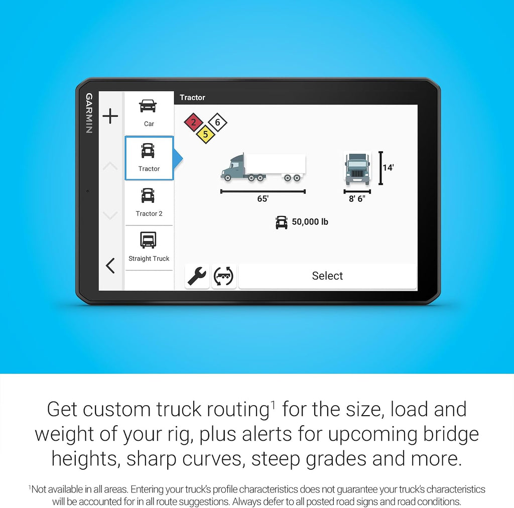 Garmin dēzl™ OTR820, Large 8” GPS Truck Navigator | Crisp High-Resolution Touchscreen Display, Expert Arrival Planning, Custom Truck Routing