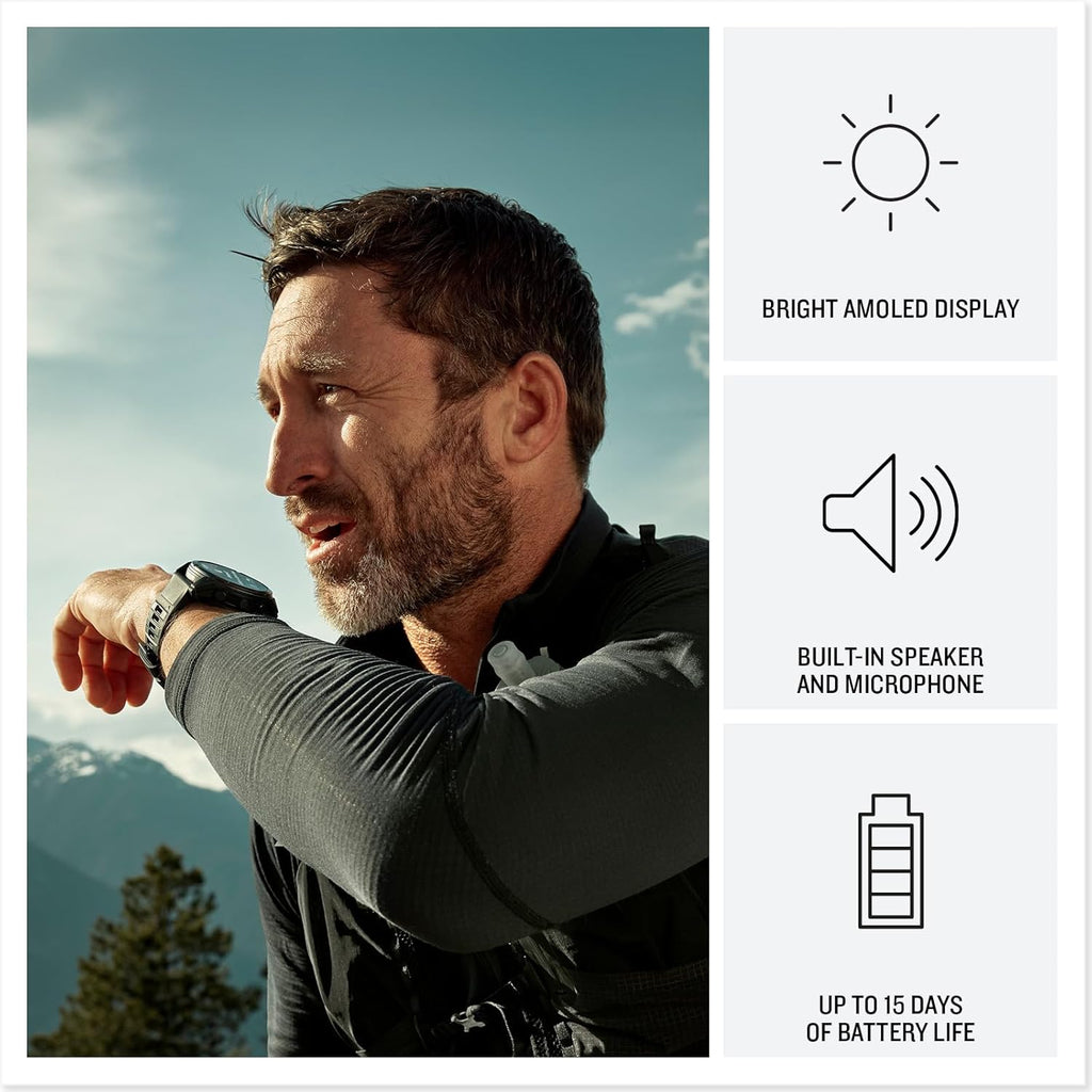 Garmin fēnix® 8 Pro, 51mm, Sapphire, Titanium, Graphite/Black | Premium Multisport Smartwatch, inReach® Technology, AMOLED Display, Built-In Flashlight, Dive-Rated, Built-In Speakers & Mic
