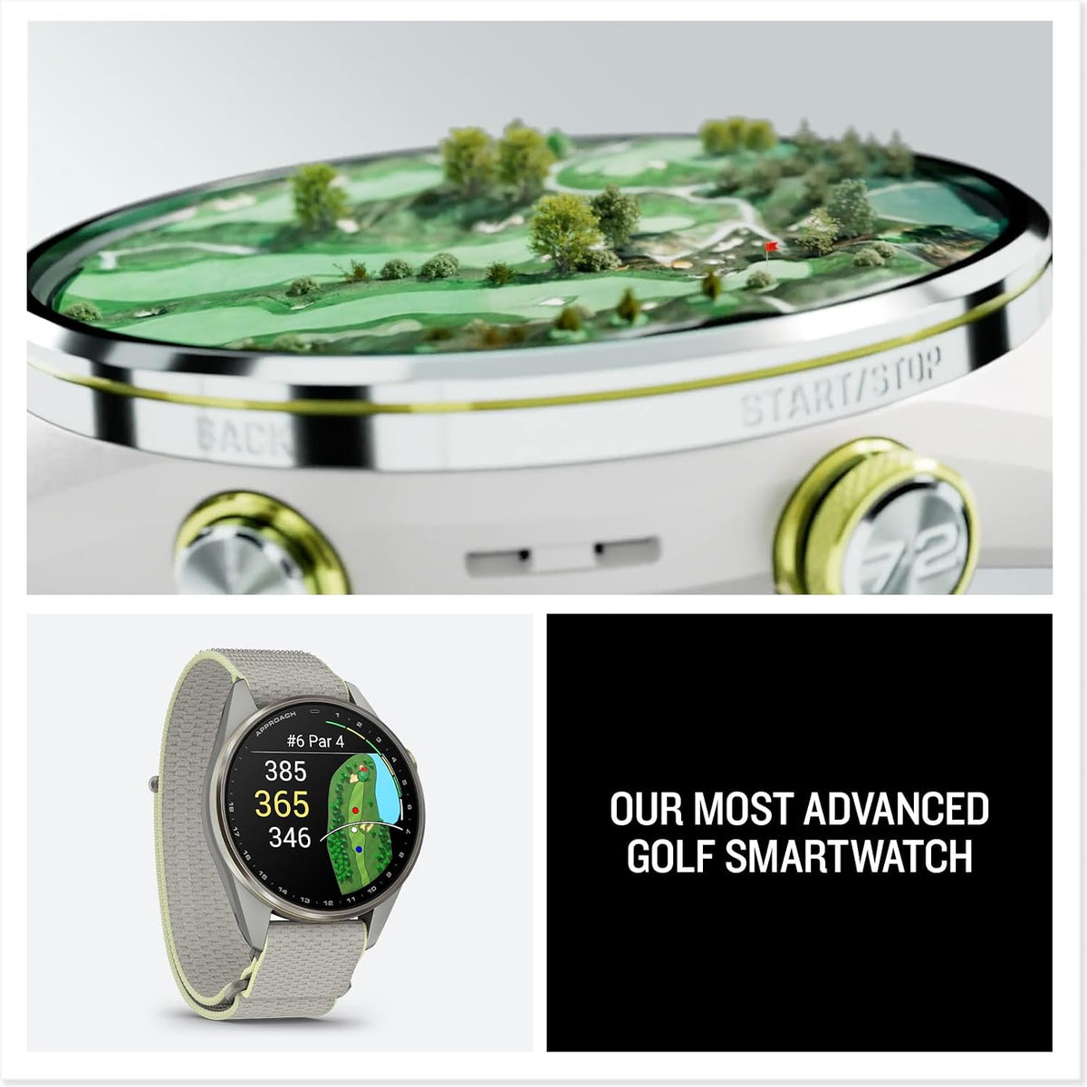 Garmin Approach® S72, Advanced Golf Smartwatch, 47mm, Fog Gray/Citron