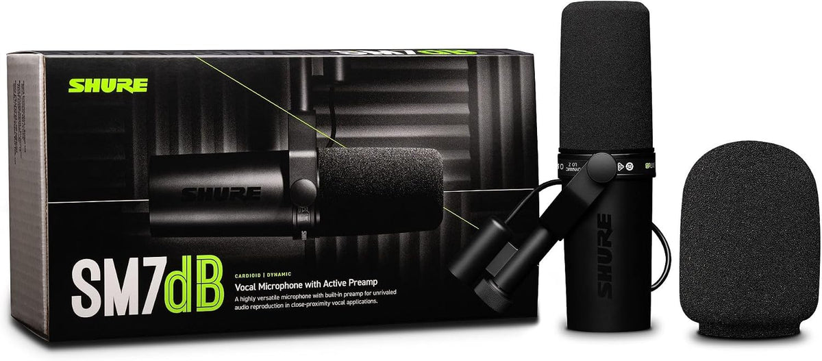 Shure SM7dB Dynamic Vocal Mic with Preamp for Streaming - Black