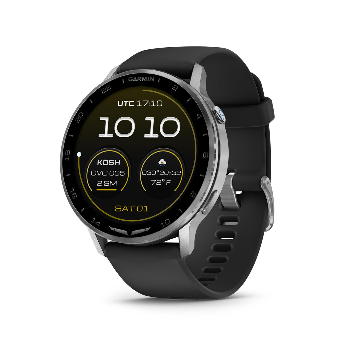 Garmin D2™ Air X15, Versatile Aviator Smartwatch with GPS, LED Flashlight, Health and Fitness Features, Aviation Weather, Built-in Microphone/Speaker, Slate with Black Silicone Band