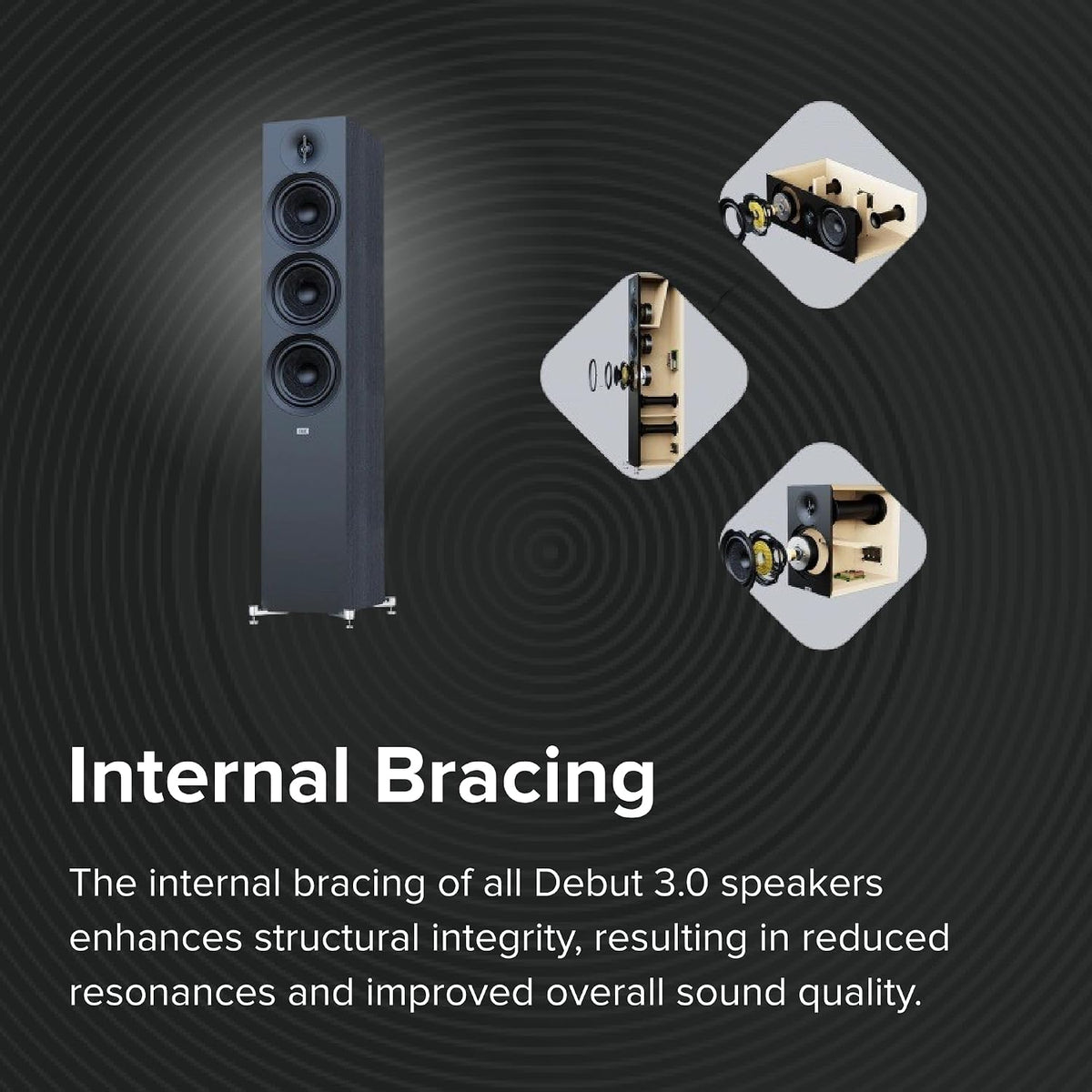 ELAC Debut 3.0 DC53-BK Center Channel Speaker, Black Ash - 1” Aluminum Dome Tweeter & Dual 5.25” Aramid Fiber Woofers - 2-Way Bass Reflex - 57Hz to 38KHz Response
