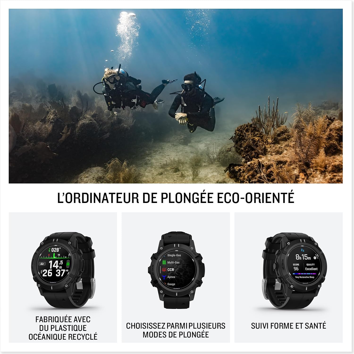 Garmin Descent™ G2, Watch-Style Dive Computer, 46mm, Black | AMOLED Display, Built for Diving, Multiple Dive Modes, Dive Log, Eco-Friendly Design, Advanced Training Features